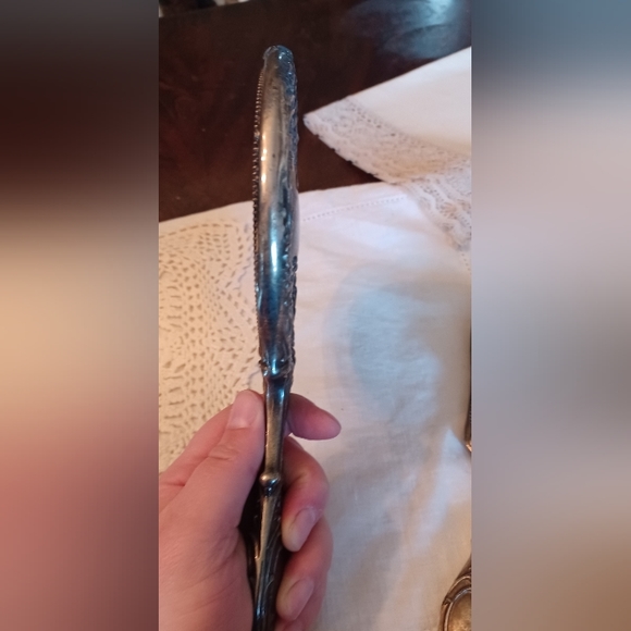 Antique silver HEAVY 3 piece vanity set Mirror Brush and Comb - Picture 5 of 5